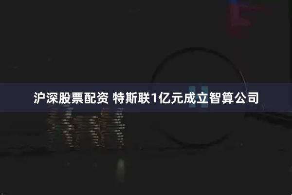 沪深股票配资 特斯联1亿元成立智算公司