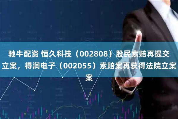 驰牛配资 恒久科技（002808）股民索赔再提交立案，得润电子（002055）索赔案再获得法院立案